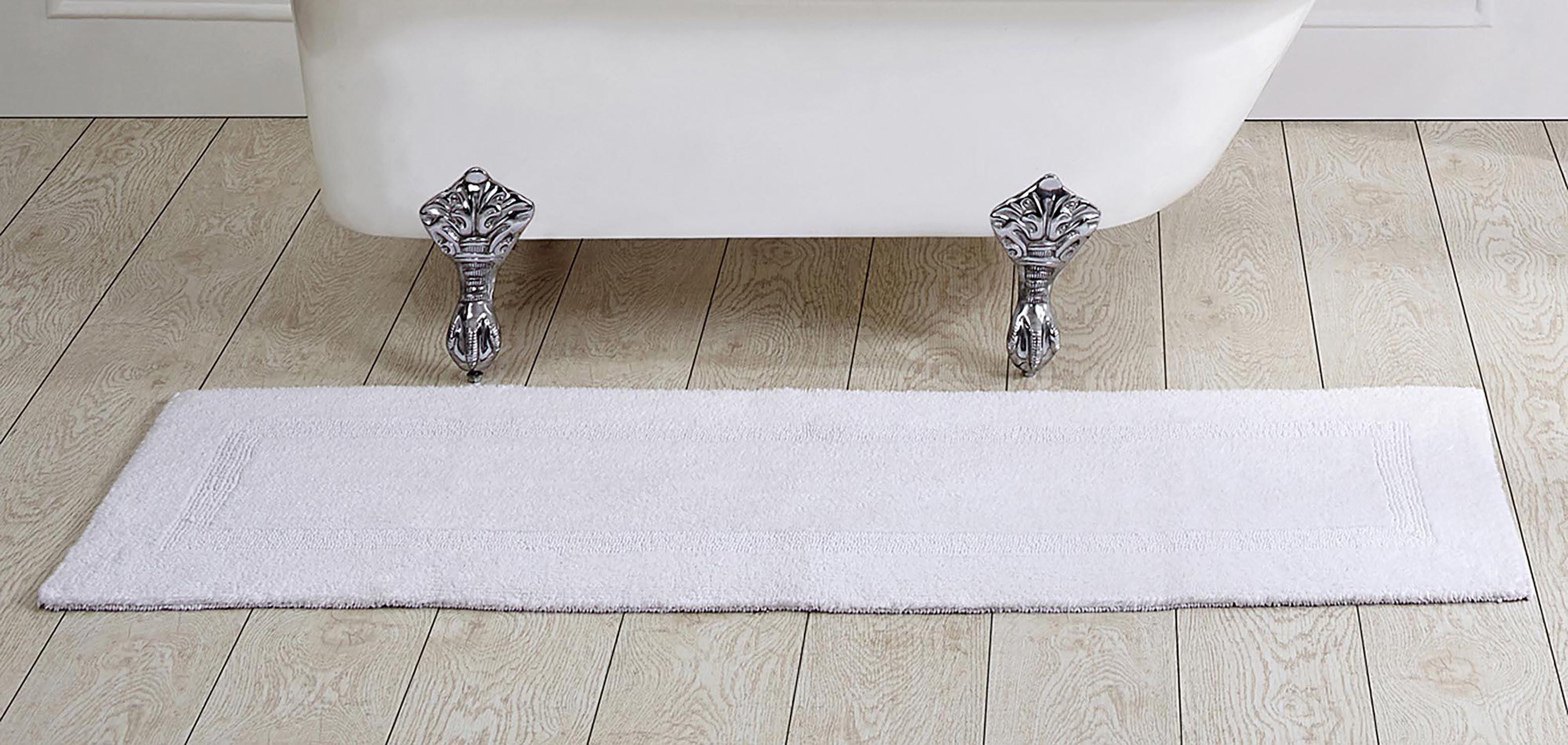 Better Trends Lux 100% Cotton Tufted Solid Reversible Bath Rug 20" x 60" Runner - White