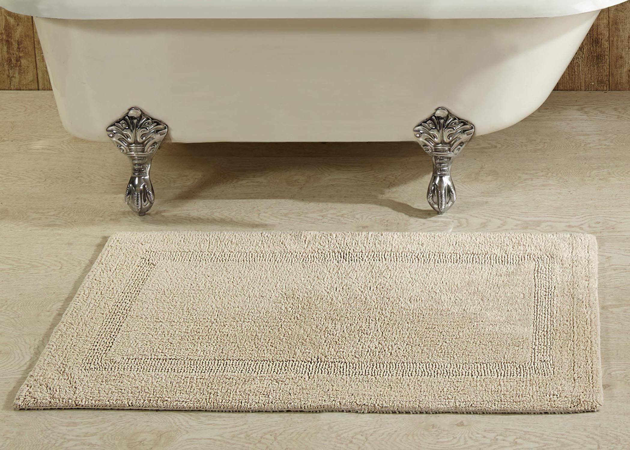 Better Trends 21" x 34" Premium Bathroom Rug Mat, 100% Cotton, Extra Soft Tufted Door Mat, Water Absorbent & Reversible Bath Mat (Sand) Lux Collection