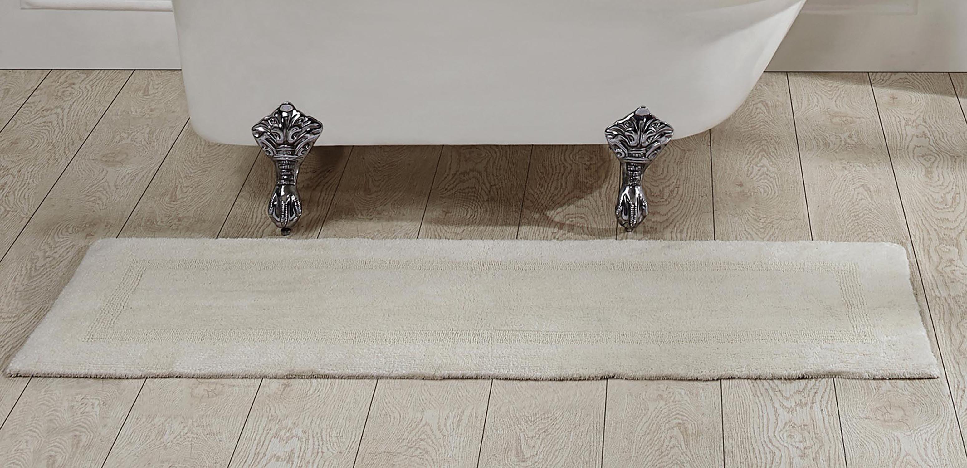 Better Trends Lux 100% Cotton Tufted Solid Reversible Bath Rug 20" x 60" Runner - Ivory