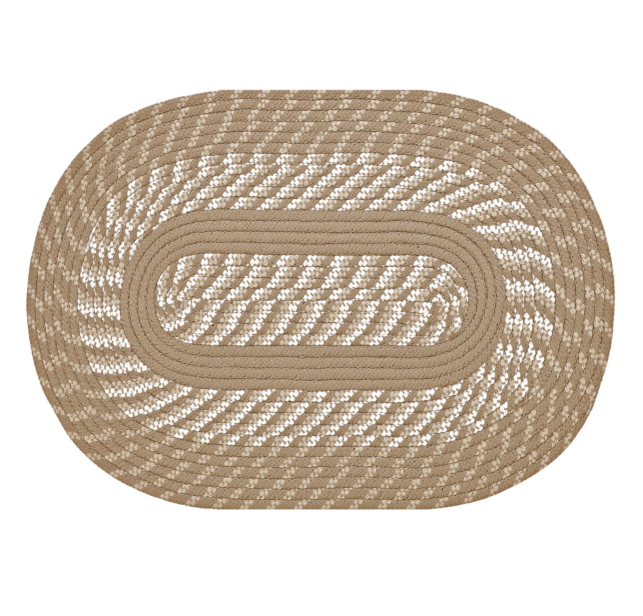 Tan Oval Braided Reversible Synthetic Rug 42" x 66"