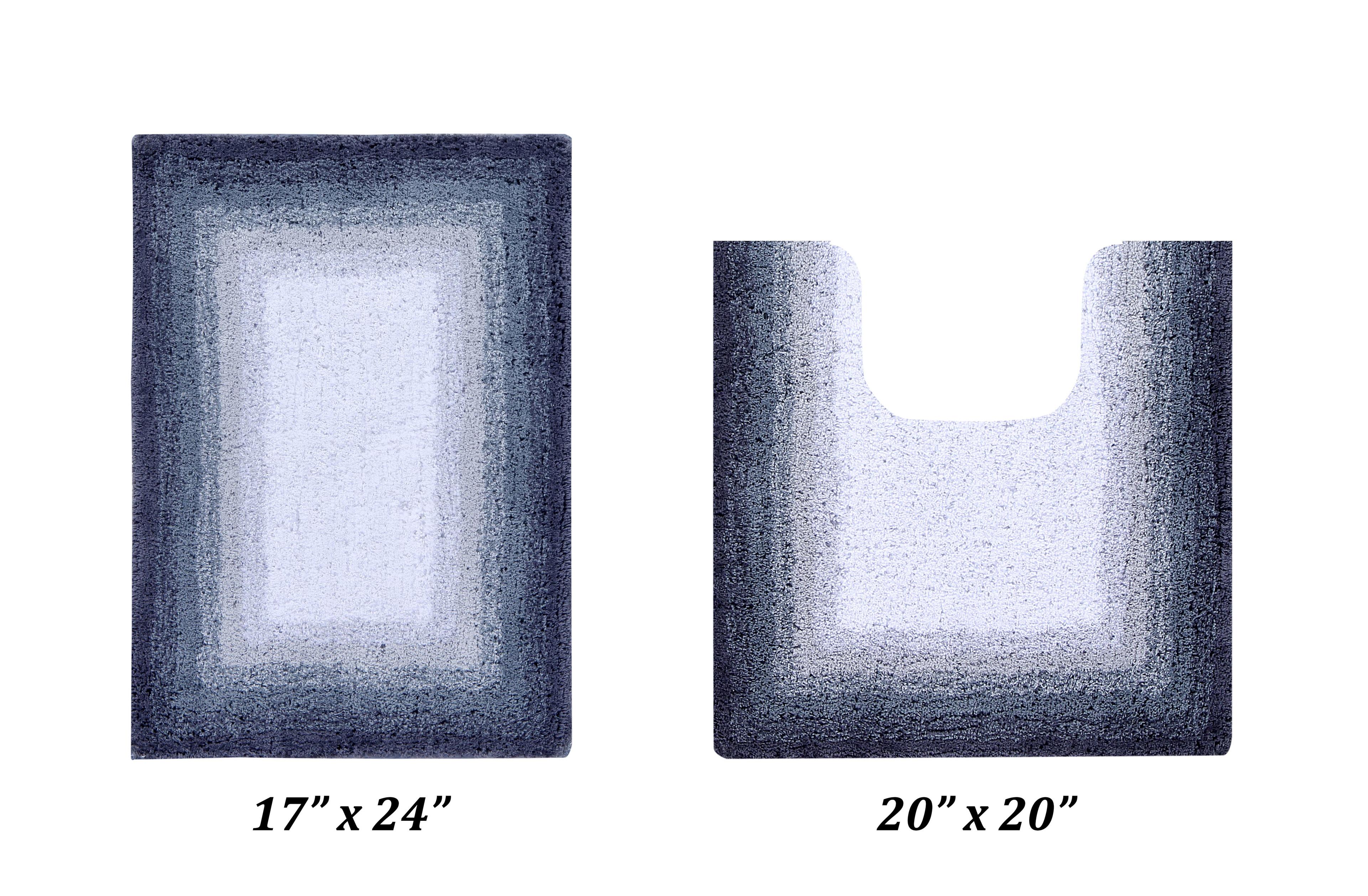 Better Trends Torrent 100% Cotton Tufted Non- Slip Backing 2 Pc (17"x24"|20"x20") Bath Rug Set - Gray