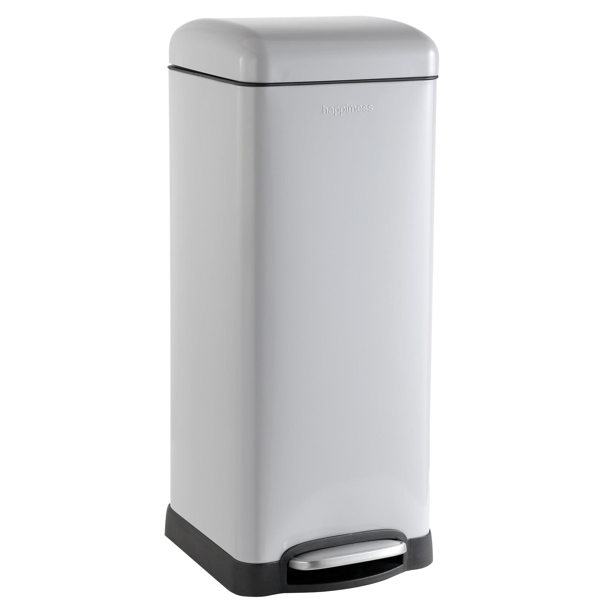 Betty Retro 8-Gallon Step-Open Trash Can, Fog Gray