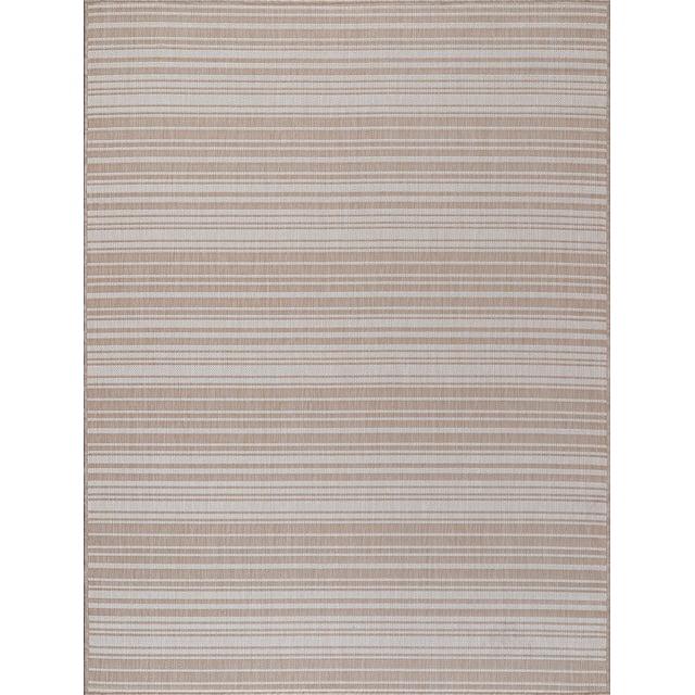 Beverly Rug Outdoor Rugs 5' x 7' Patio, Porch, Garden Beige and White
