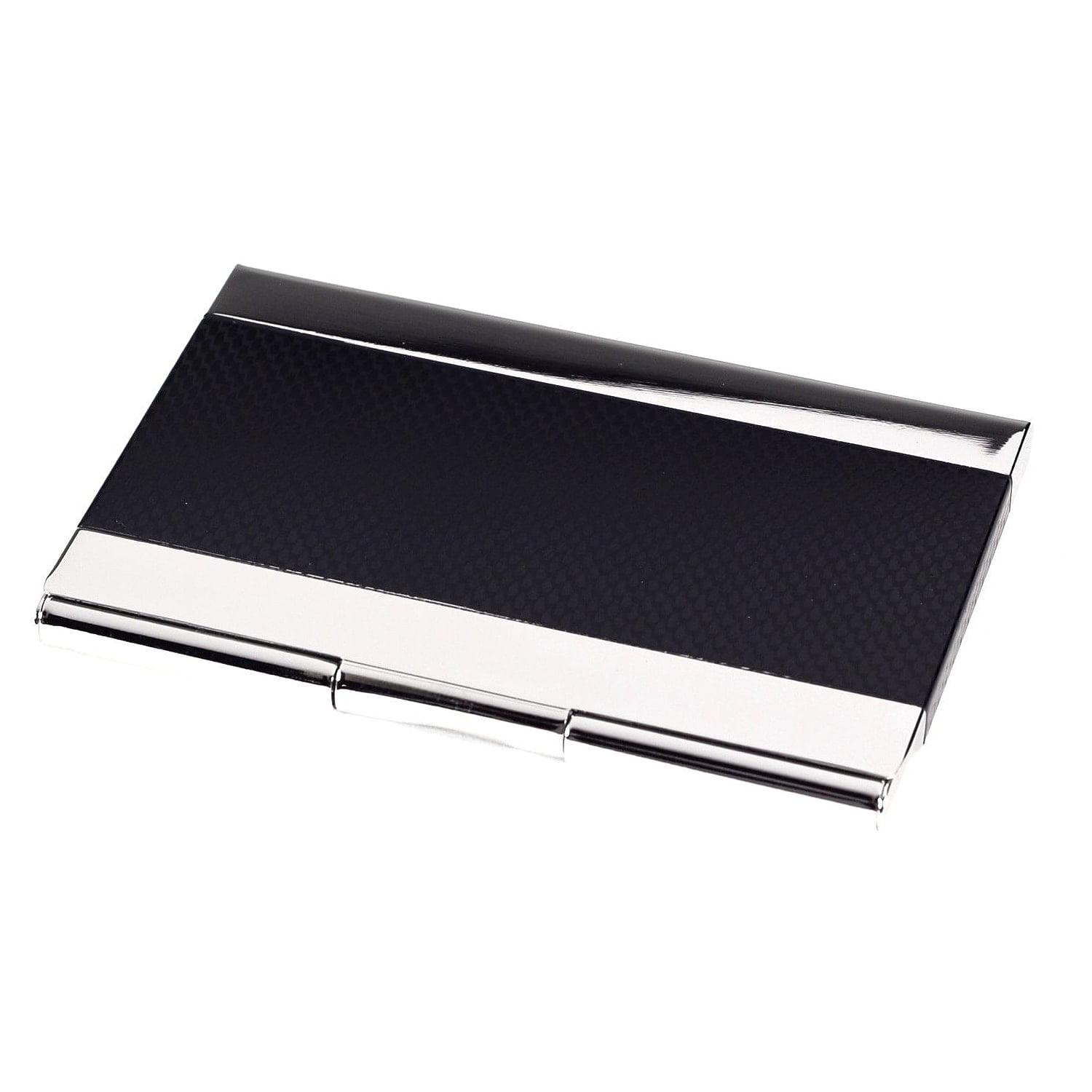 Bey-Berk Nickel Plated Business Card Case with Black Anodized Trim 2.5" x 3.85" Nickel/Black (D269B)