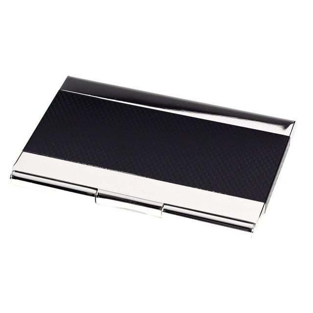 Bey-Berk Nickel Plated Business Card Case with Black Anodized Trim 2.5" x 3.85" Nickel/Black (D269B)