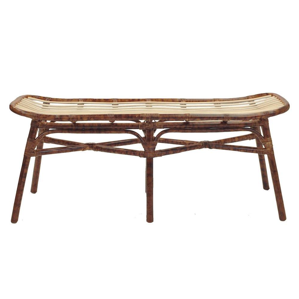 Beyla Rattan Bench, Marble Brown