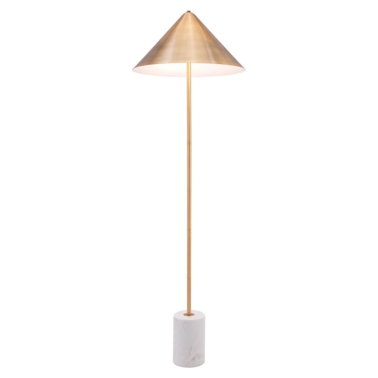 Bianca Adjustable Gold and White Floor Lamp with Marble Base