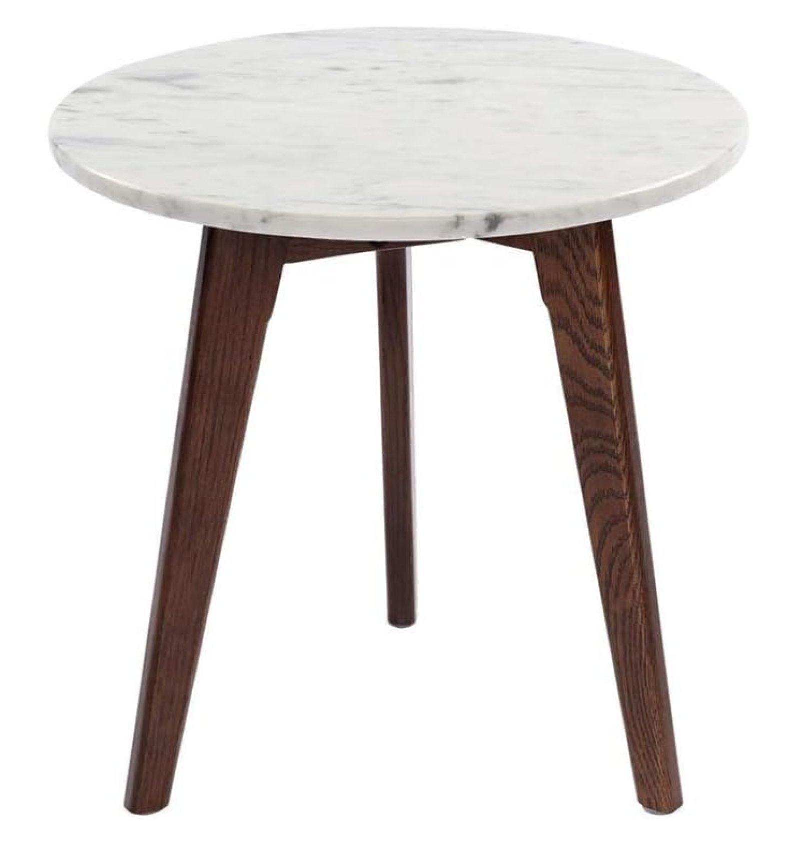 The Bianco Collection Cherie 15" Round Italian Carrara White Marble Side Table