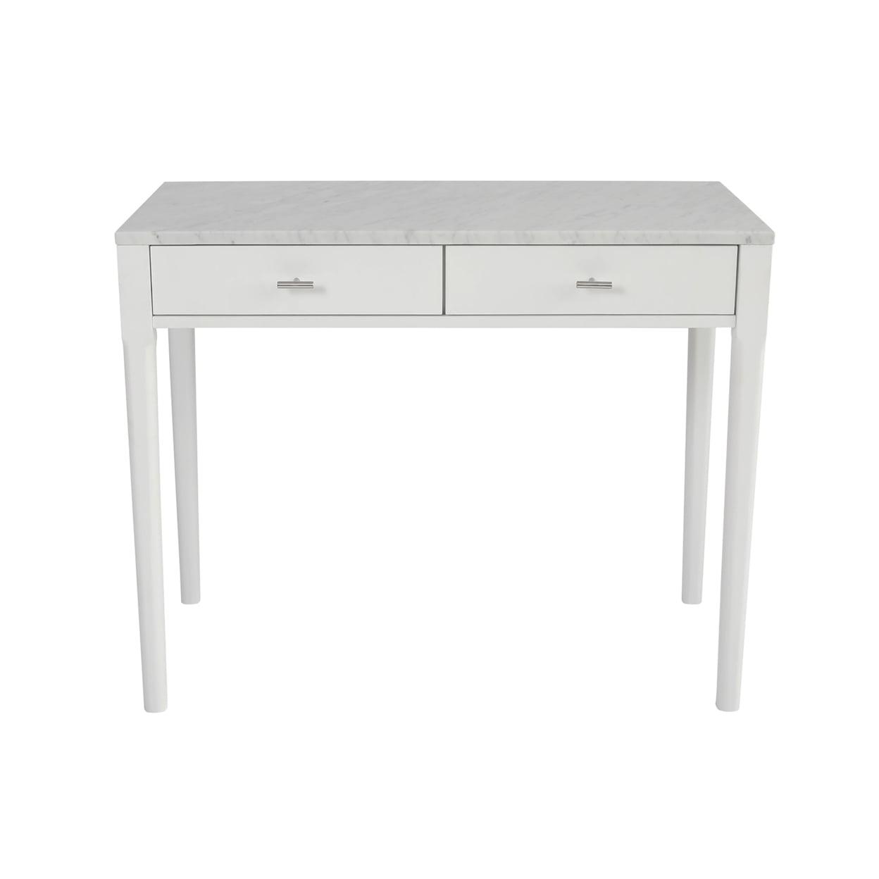 Sleek Carrara Marble & Wood Console Table with Storage - 36"