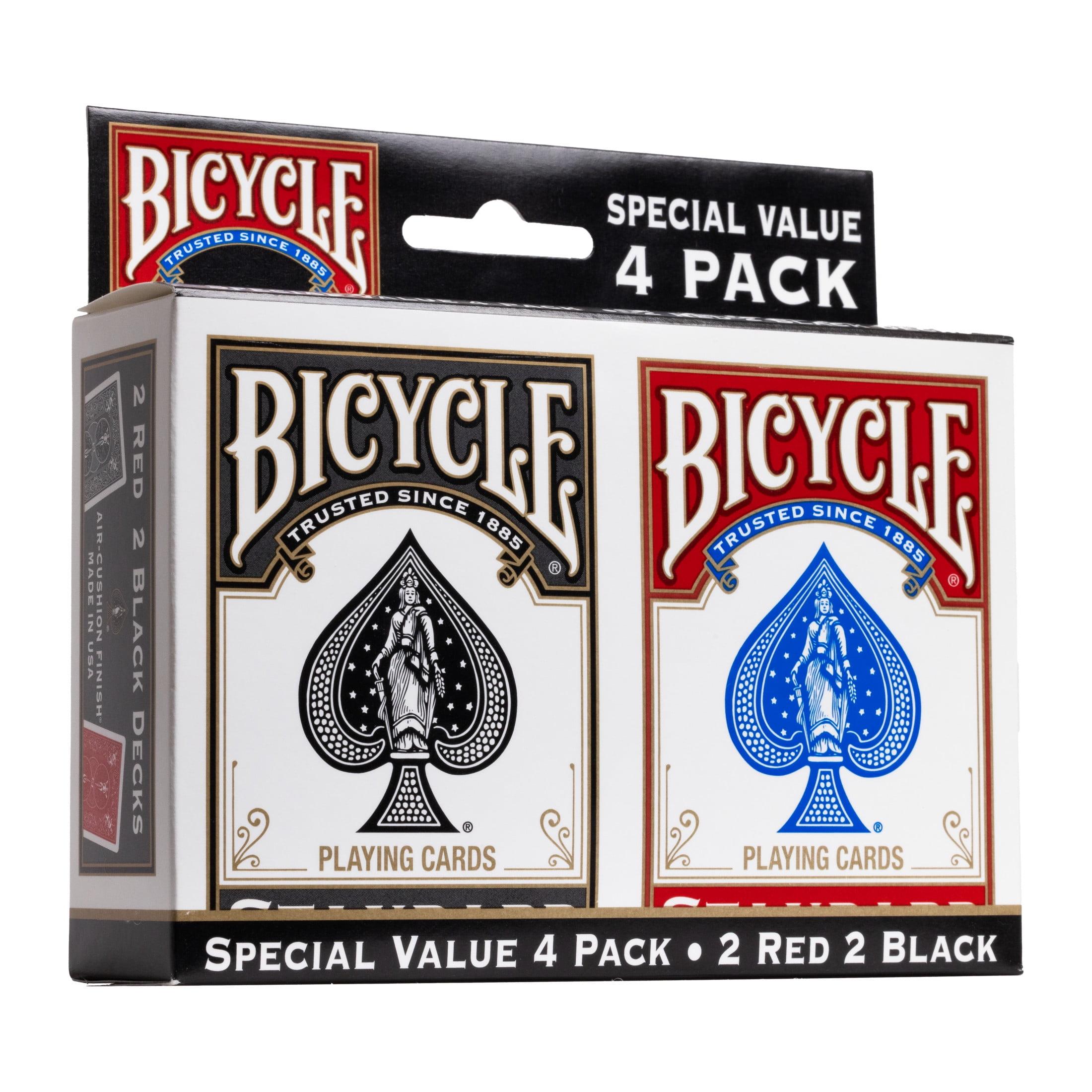 Bicycle Standard Poker Playing Cards 4-Pack, Red and Black