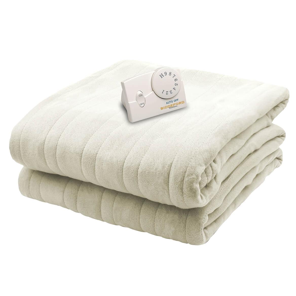 Biddeford Blankets Comfort Knit Fleece Heated Electric Blanket, Queen, Off-White