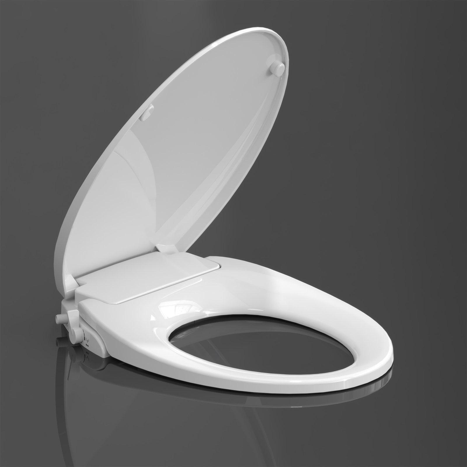 Elongated White Non-Electric Self-Cleaning Bidet Toilet Seat