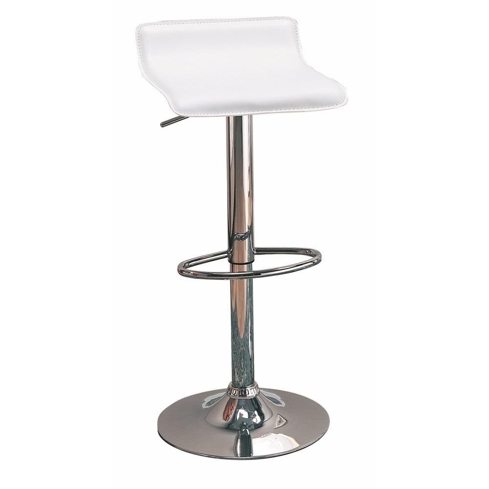 White Adjustable Backless Saddle Bar Stools with Chrome Base, Set of 2