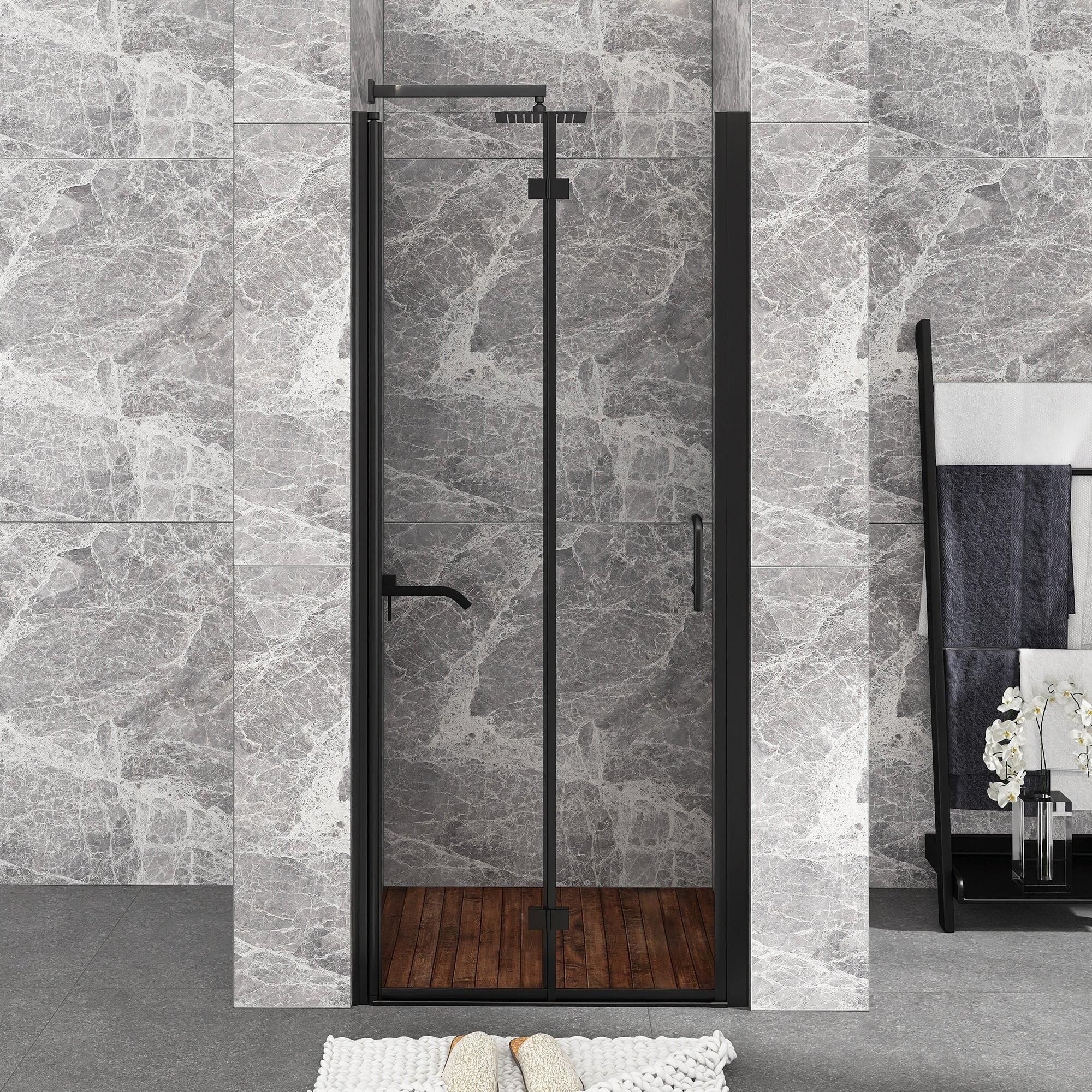 36" x 72" Chrome Semi-Frameless Bifold Shower Door with Clear Glass