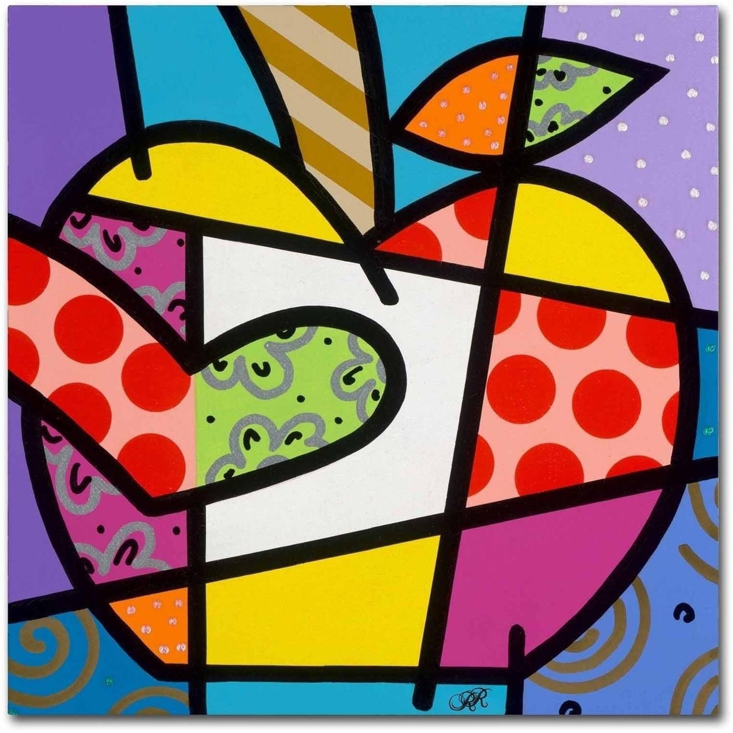 Colorful Abstract Geometric Apple Canvas Art Print