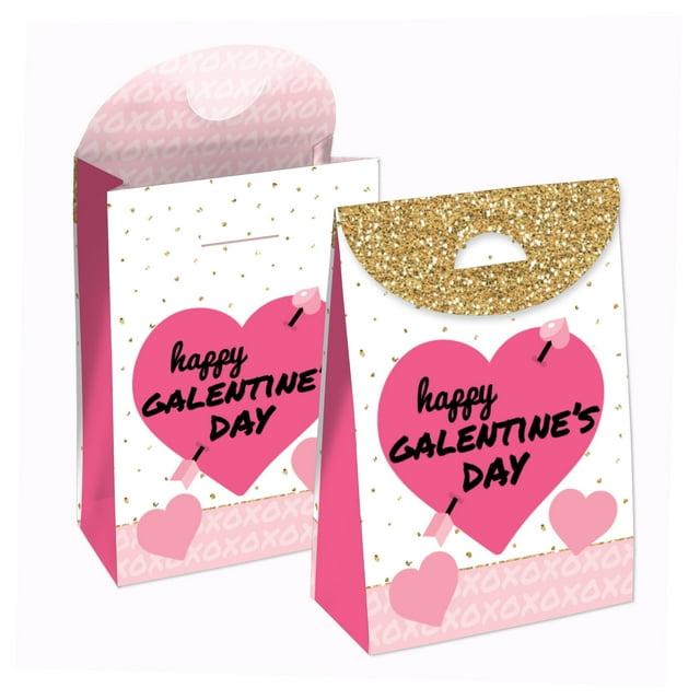 Big Dot of Happiness Be My Galentine - Galentine's & Valentine's Day Gift Favor Bags - Party Goodie Boxes - Set of 12