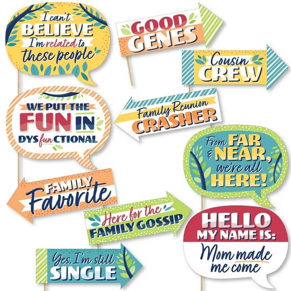 Big Dot of Happiness Funny Colorful Family Reunion - Family Gathering Party Photo Booth Props Kit - 10 Piece