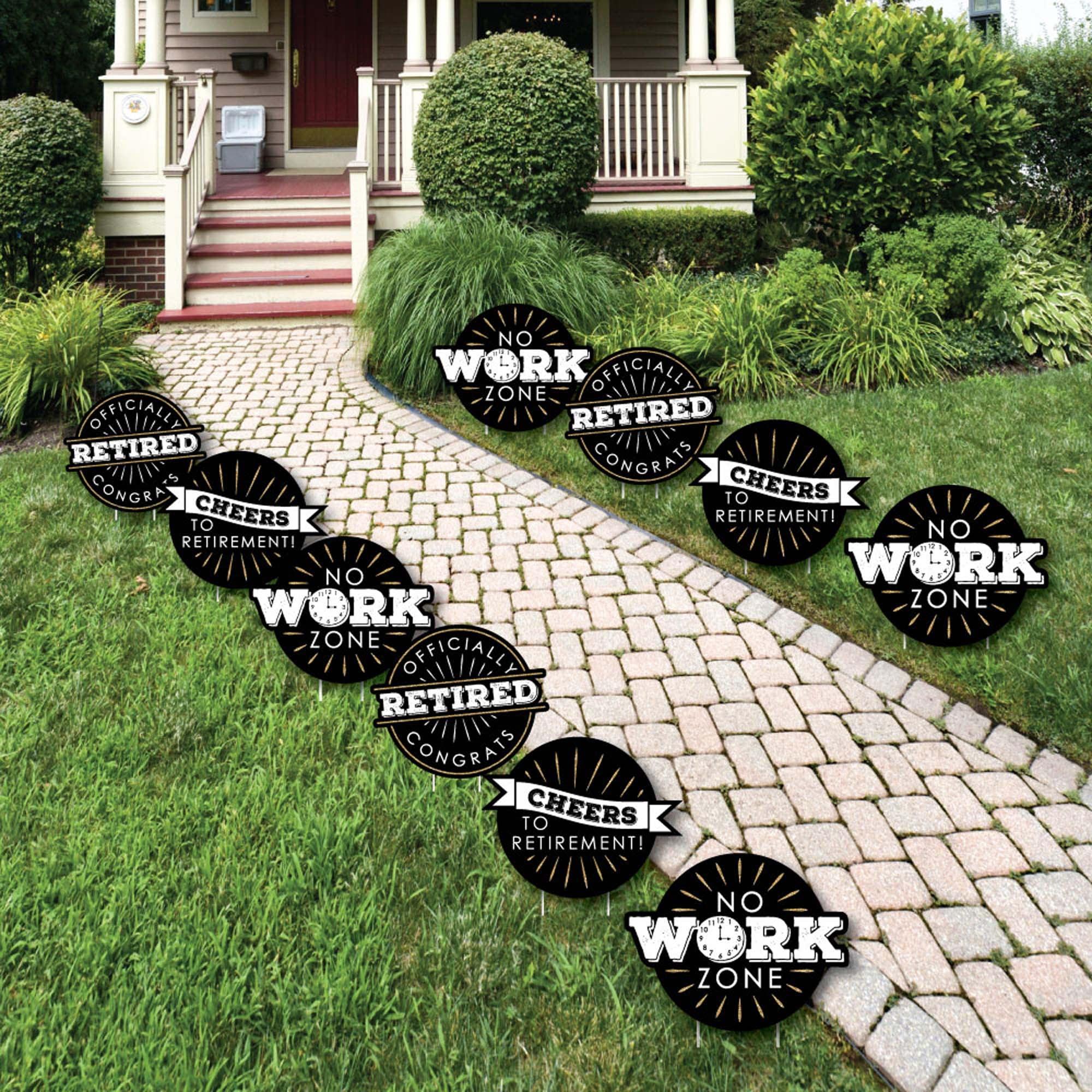 Big Dot of Happiness Happy Retirement - Lawn Decorations - Outdoor Retirement Party Yard Decorations - 10 Piece