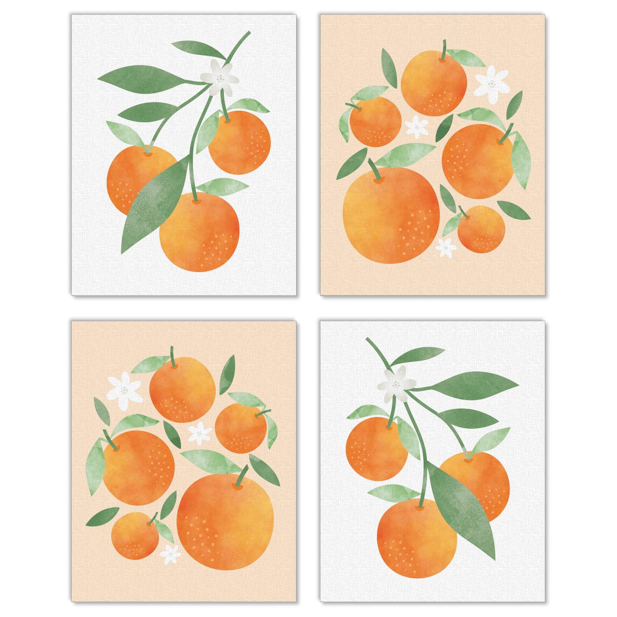 Big Dot of Happiness Little Clementine - Unframed Orange Citrus Kitchen Linen Paper Wall Art - Set of 4 - Artisms - 8 x 10 inches