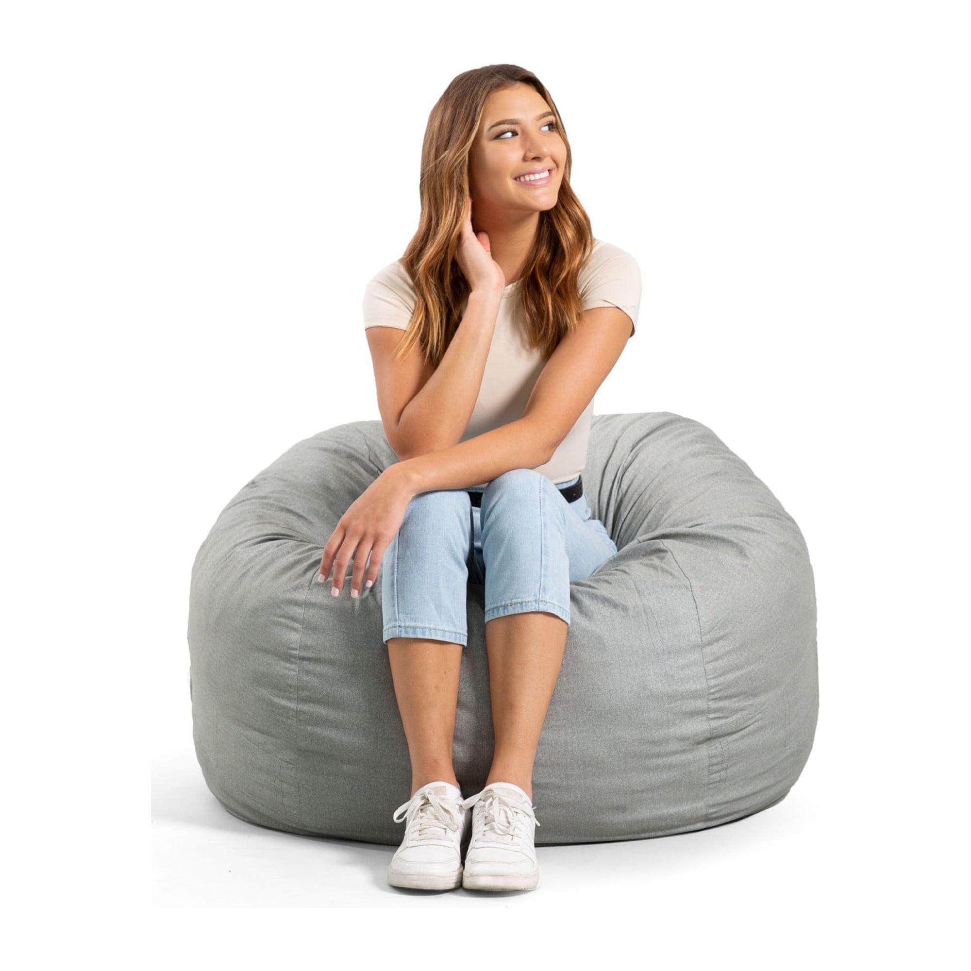 Big Joe Medium 3 Foot Foam Filled Bean Bag Chair with Soft Removeable Cover