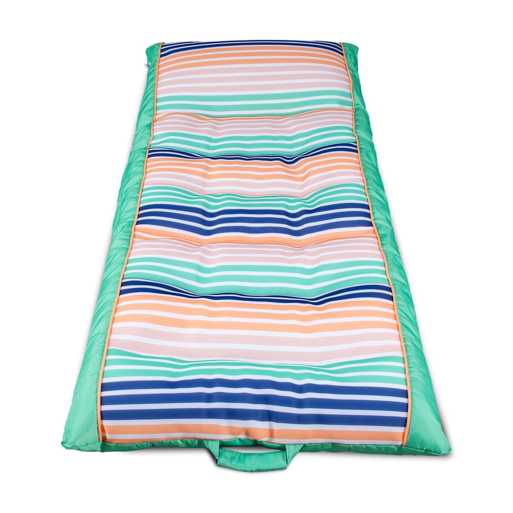 Big Joe Kona Pool Float, Rivera Stripe Turqoise, Doubled-Sided Mesh, Quick Draining Fabric, No Inflation Needed