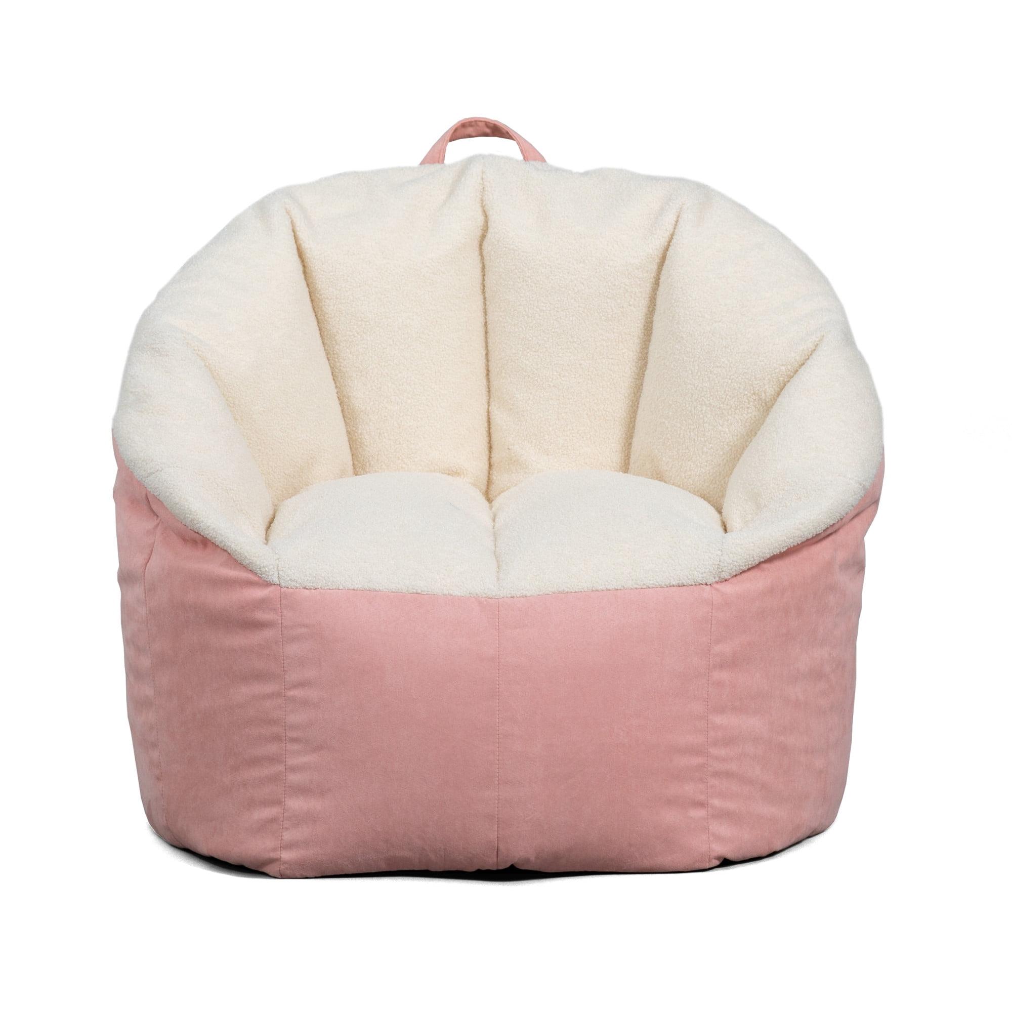 Desert Rose Sherpa Vegan Suede Bean Bag Chair with Removable Cover