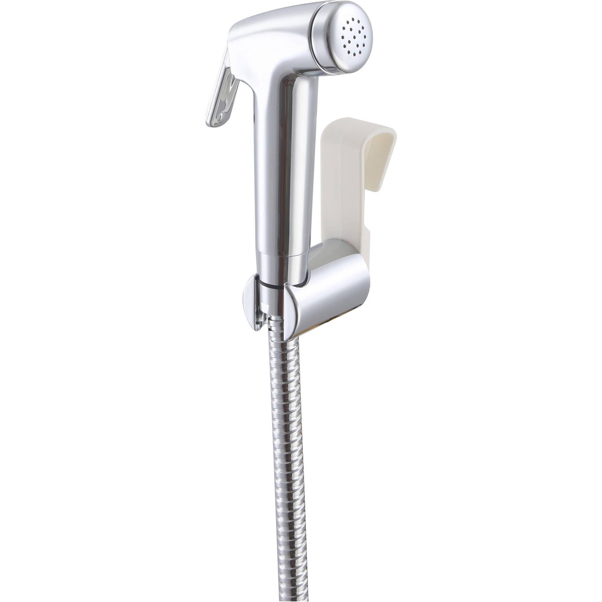 Chrome Handheld Bidet Sprayer with Brass Valve and Steel Supply Line