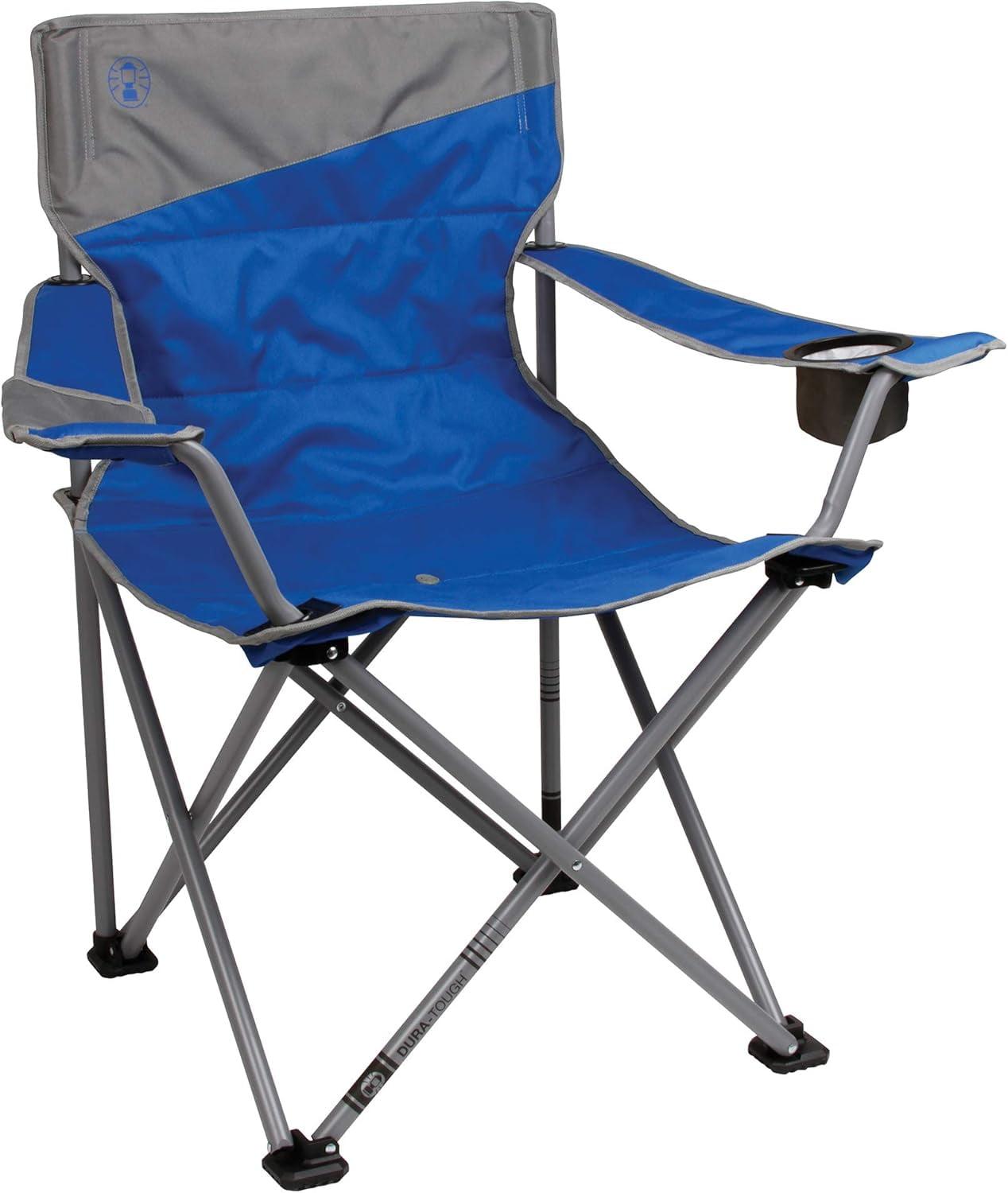Coleman Big-N-Tall Camping Chair with Cup Holder & Side Pocket, Water-Resistant XL Outdoor Seat Supports up to 600 lbs, Great for Camping, Tailgating, Firepits, Patio, & More