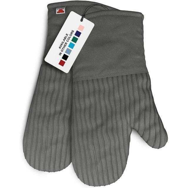 Big Red House Heat-Resistant Oven Mitts - Set of 2 Silicone Kitchen Oven Mitt Gloves, Grey