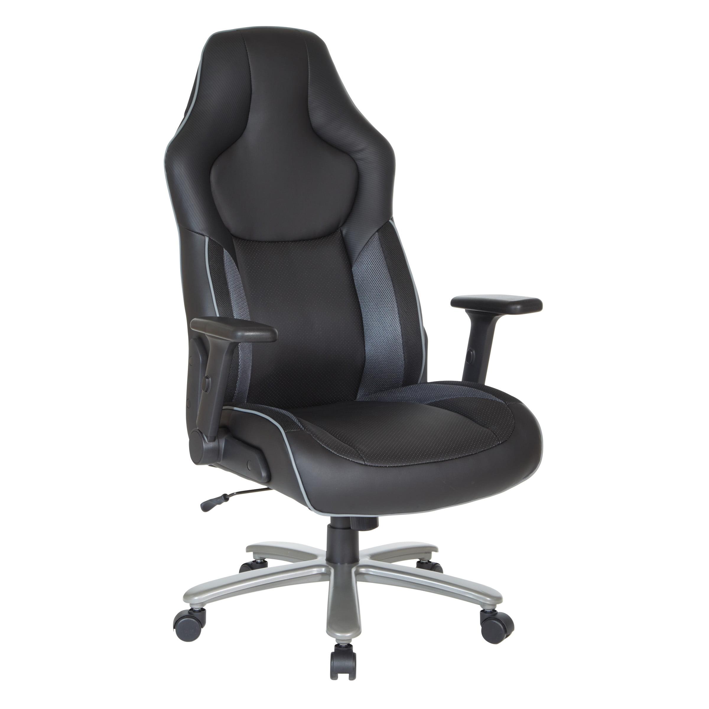 Gray Mesh Big and Tall Bonded Leather Gaming Chair