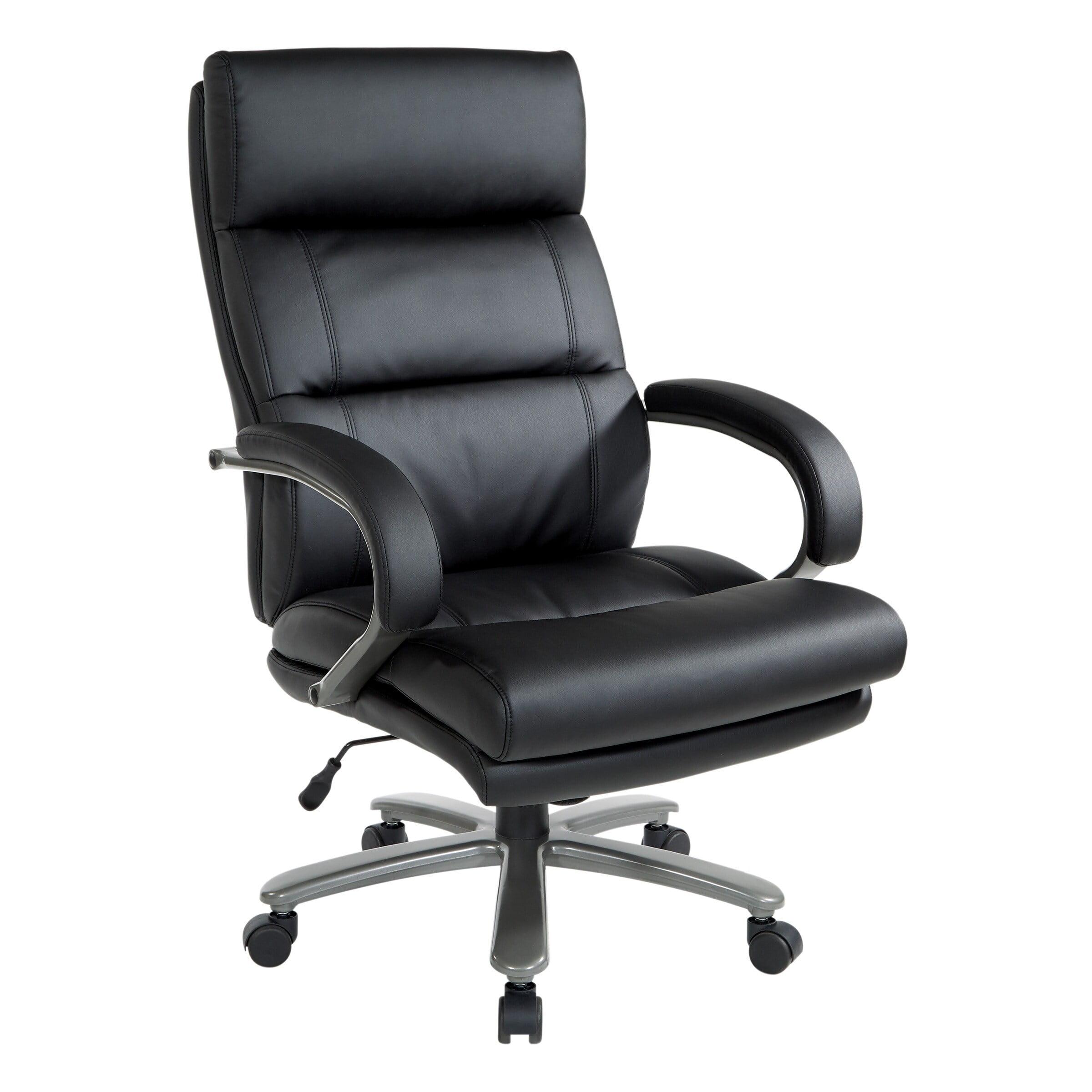 High Back Executive Swivel Chair in Black Leather and Metal