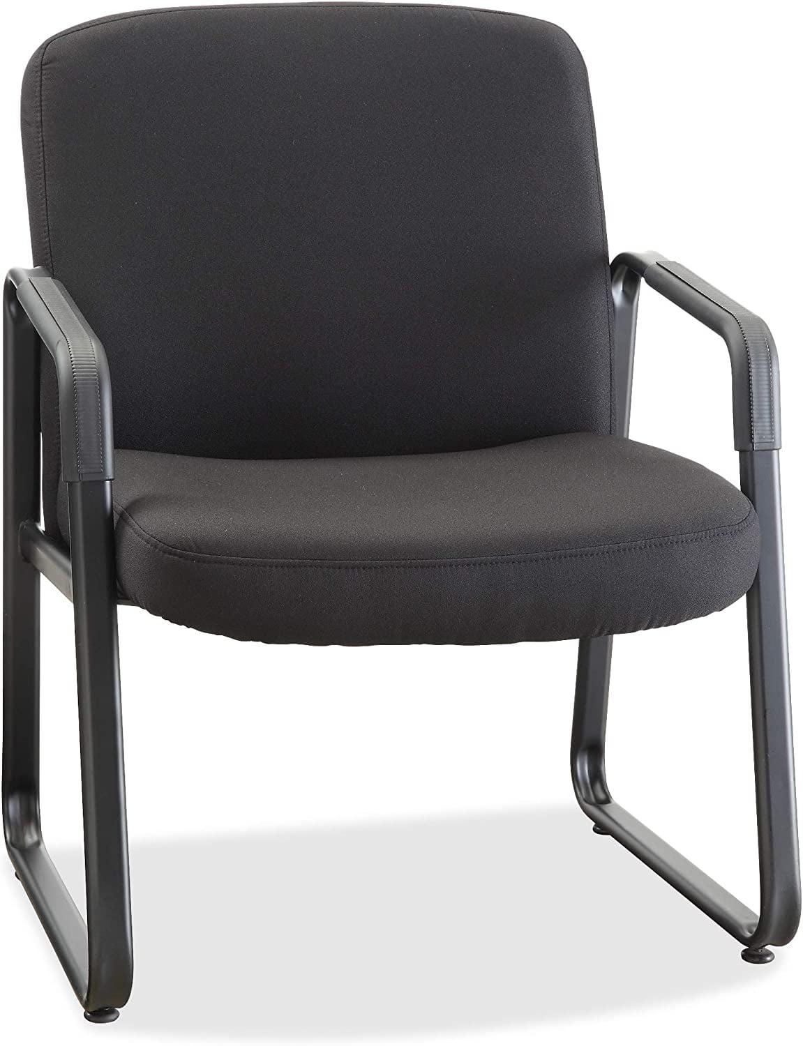 Deluxe Comfort Big & Tall Black Fabric Guest Chair with Metal Sled Base