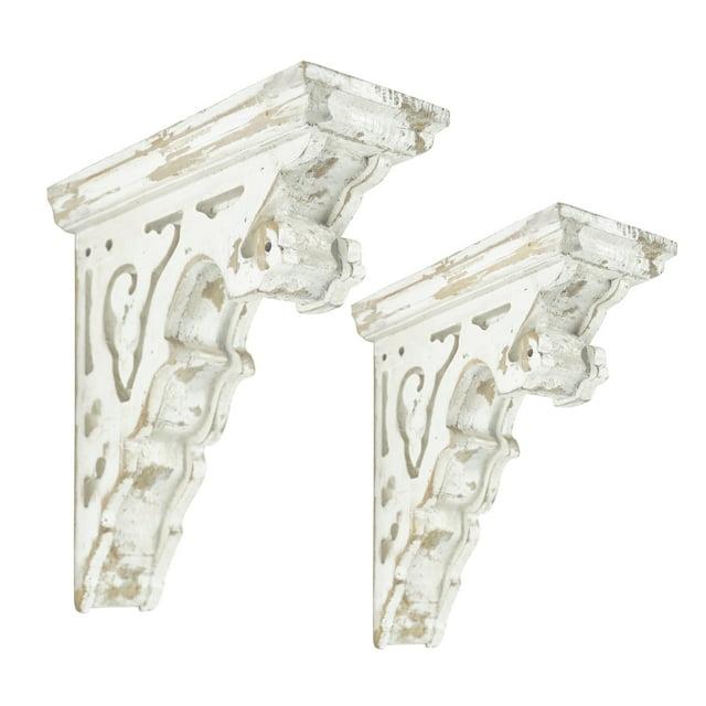 Ophelia & Co. Vintage Shabby Wood Corbels Brackets for Shelf Farmhouse Wall Decor (Set of 2)
