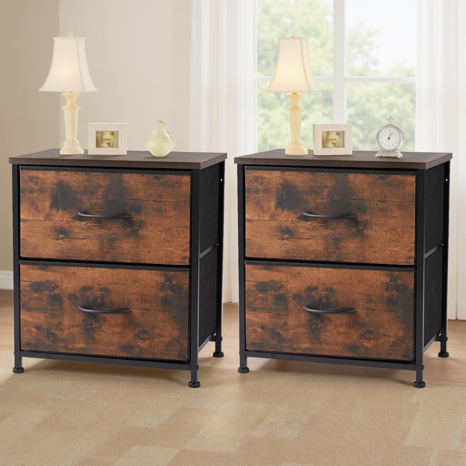 Bigleap Nightstand Set 2, 2 Drawer Dresser for Bedroom, Bedside Furniture, End Table for Bedroom, Closet, Entryway, Brown