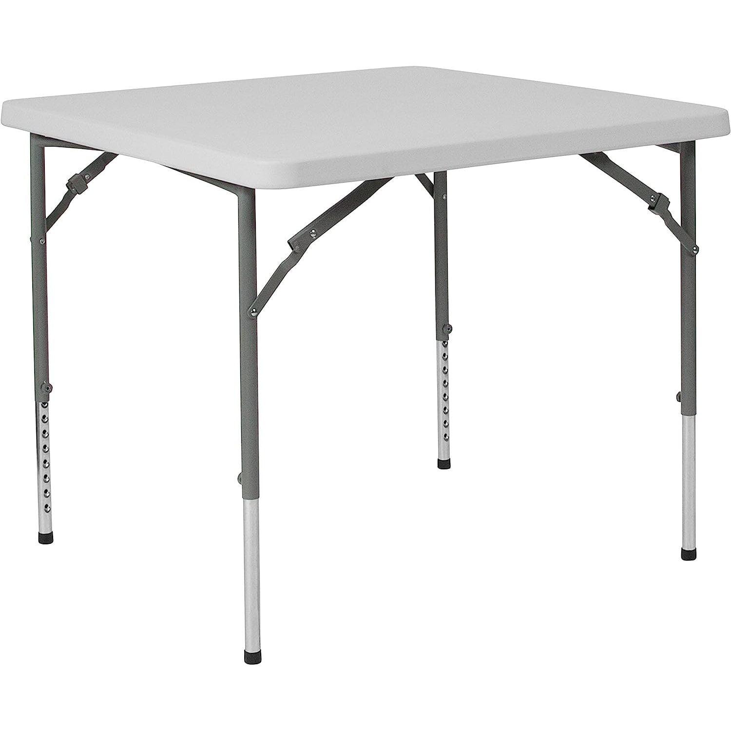 Flash Furniture Parker 2.79-Foot Square Height Adjustable Plastic Folding Table