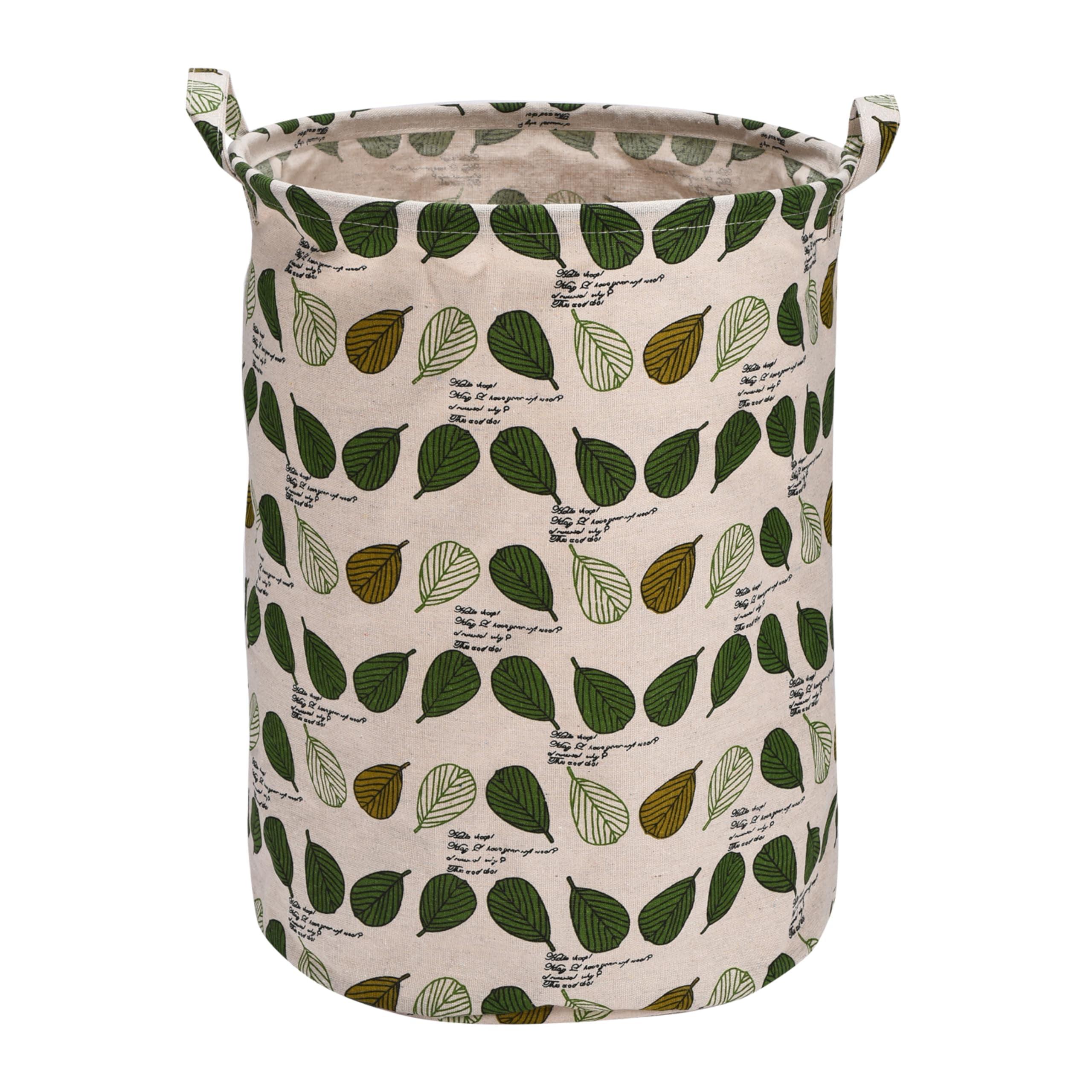 Bins & Things Large Storage Toy Box Bin - Light Green Leaf Pattern