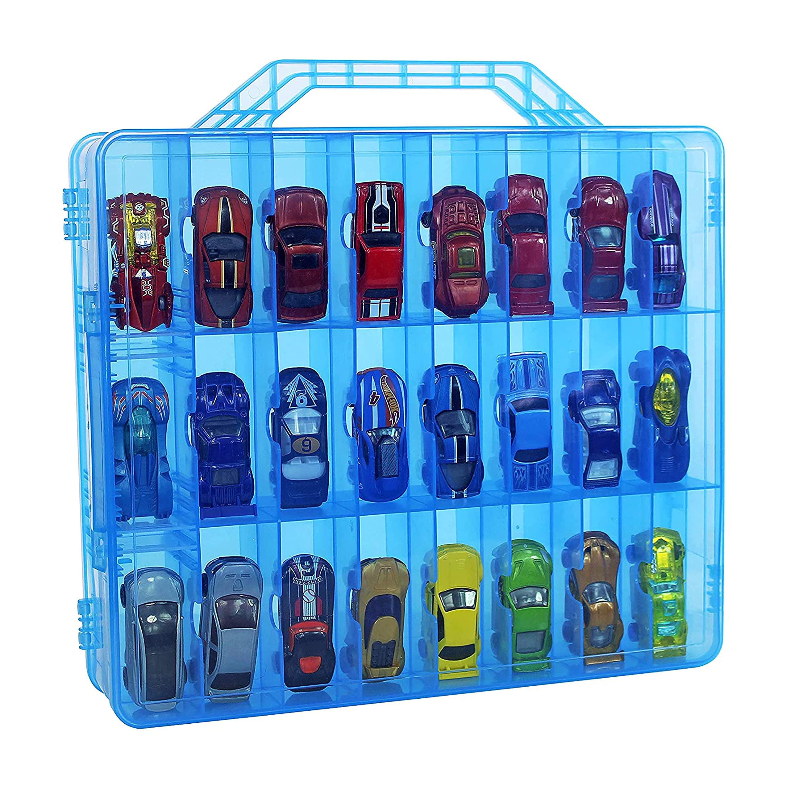 Blue Plastic 48-Compartment Toy Organizer Case