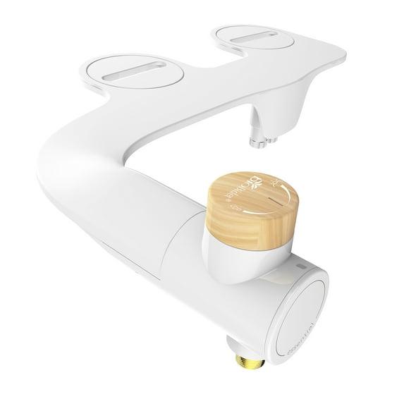Bio Bidet Essential Bidet Toilet Attachment in White with Dual Nozzle, Fresh Water Spray, Non Electric, Easy to Install, Brass Inlet and Internal Valve,