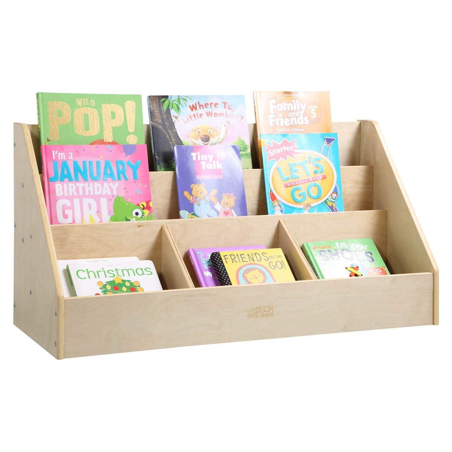 Natural Birch 5-Compartment Kids Book Display Shelf