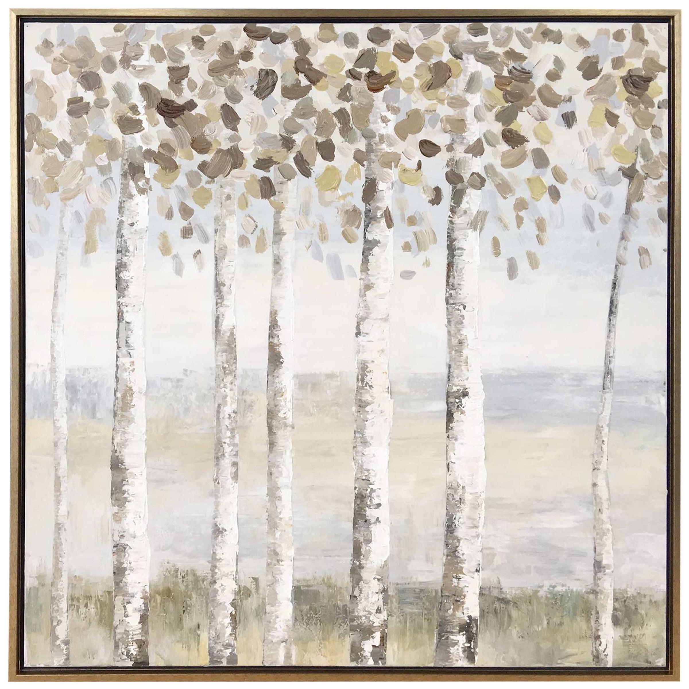 Birch Tree Impressionist Canvas Print with Metal Frame