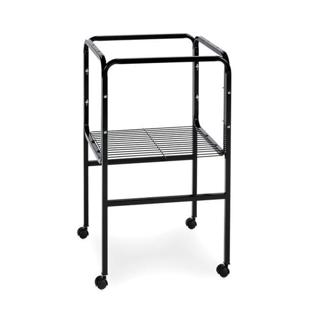 Black Tubular Steel Bird Cage Stand with Shelf