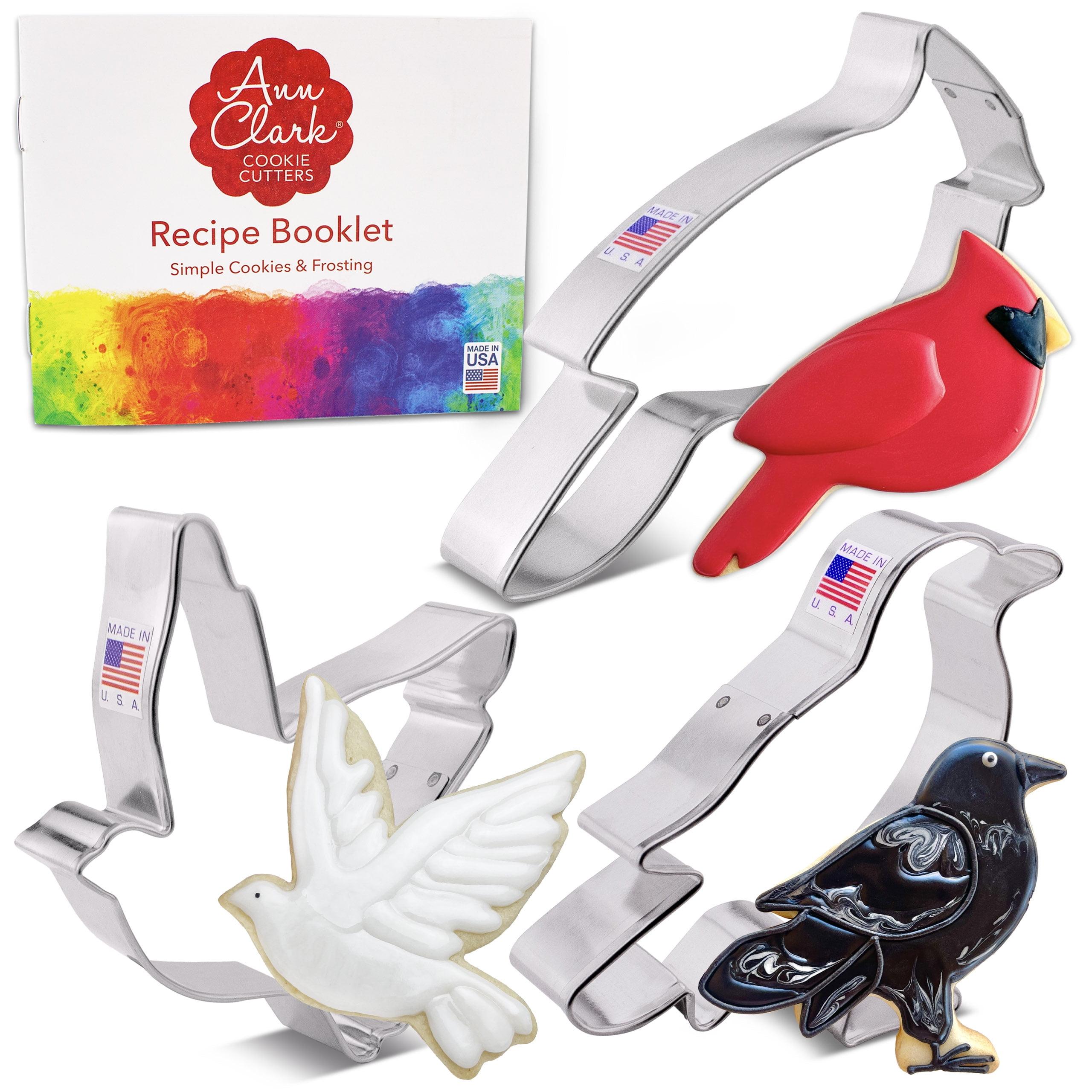 USA-Made Metal Bird Cookie Cutter Set with Recipe Booklet