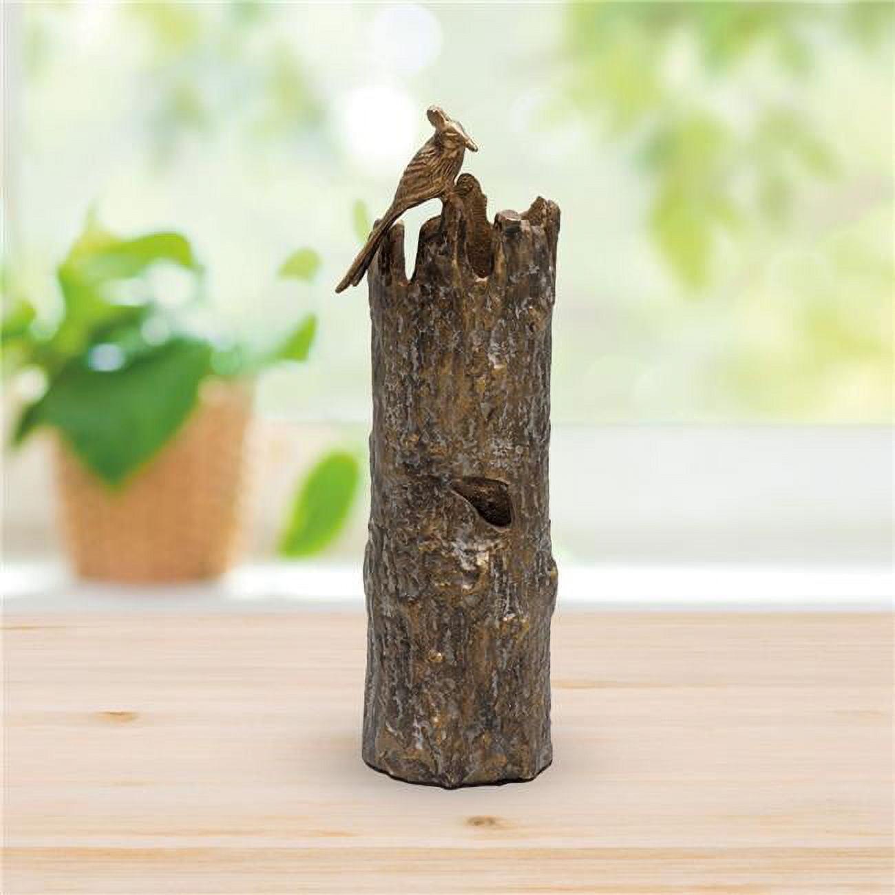 Rustic Nature-Inspired Aluminum Bird & Tree Trunk Round Vase