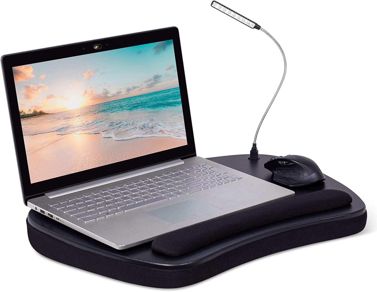 Sofia + Sam Oversized Memory Foam Lap Desk with USB Light - - Fits Laptops Up to 17 Inches - Matte Black