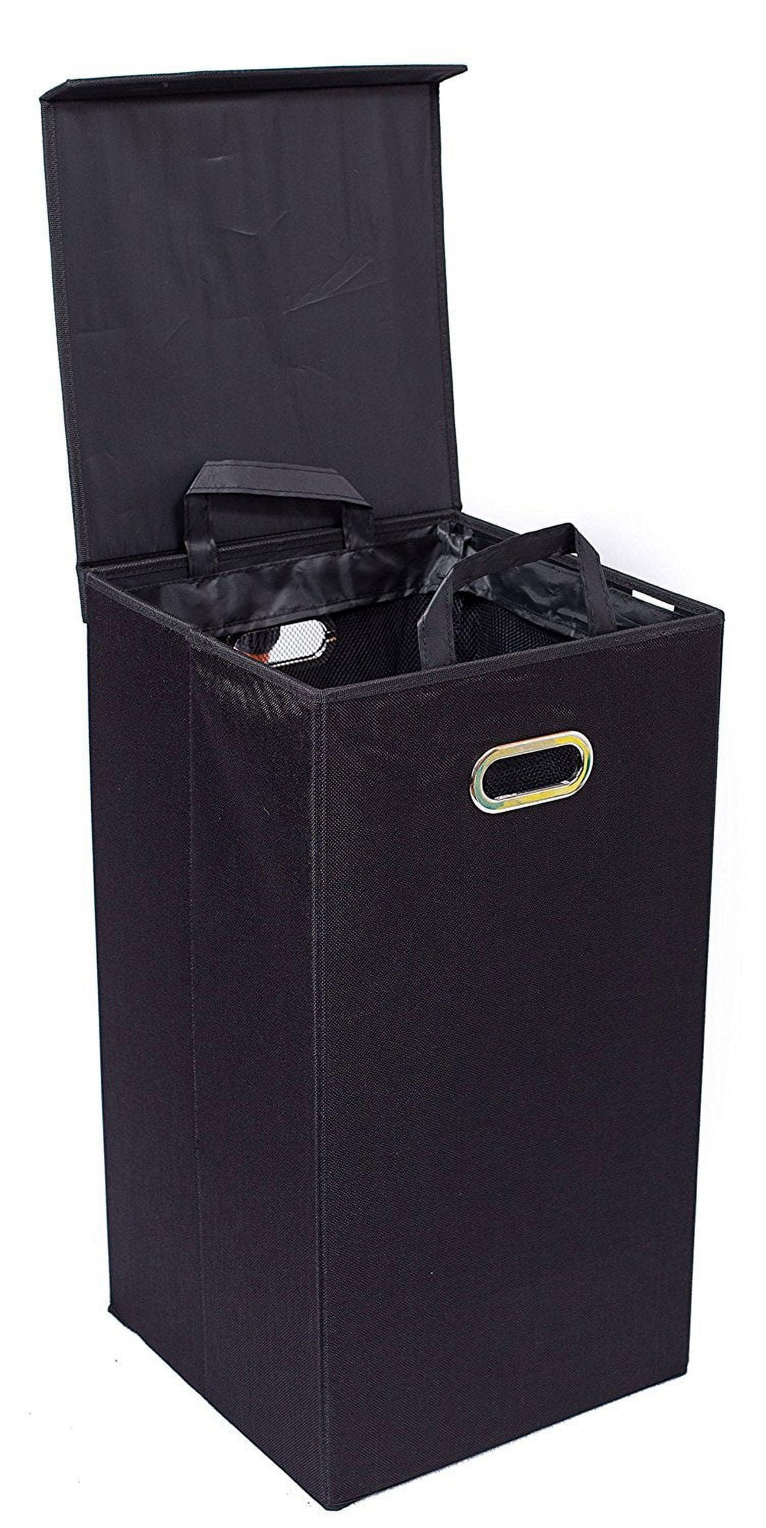 BirdRock Home Single Linen Laundry Hamper with Lid and Removable Liner - Black