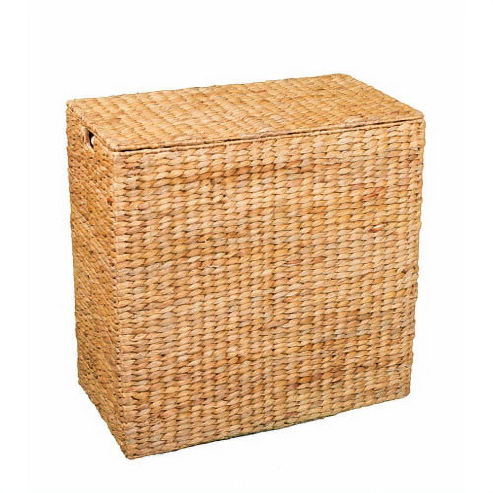 Natural Water Hyacinth Double Laundry Hamper with Lid