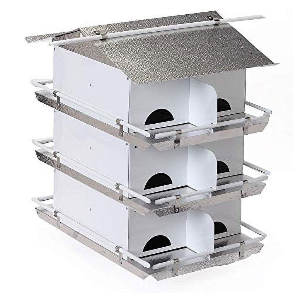 Birds Choice Birds Choice Medium 3-Level, 12-Room Purple Martin Bird House with Starling-Resistant Entrances, White/Grey