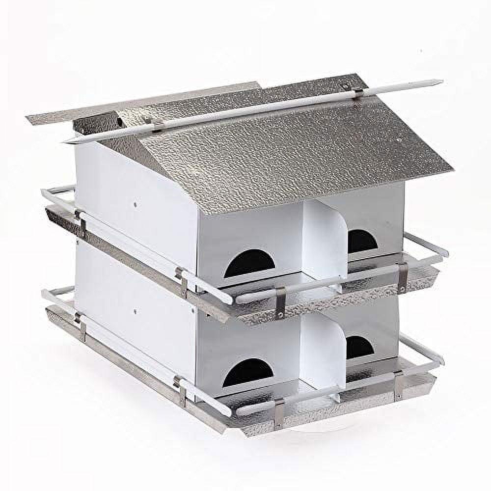 Birds Choice Pequeña Casa para Pájaros Martin Morada de 2 Niveles y 8 Habitaciones con Entradas Resistentes a los Estornudos, Blanco/gris