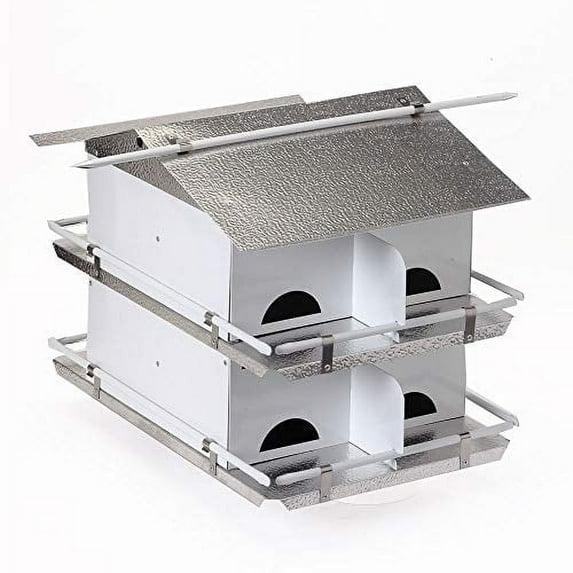 Birds Choice Pequeña Casa para Pájaros Martin Morada de 2 Niveles y 8 Habitaciones con Entradas Resistentes a los Estornudos, Blanco/gris
