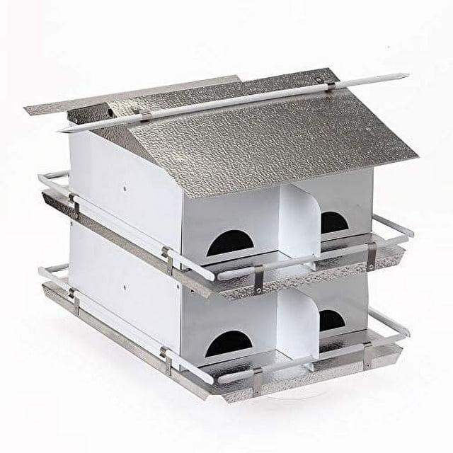 Birds Choice Pequeña Casa para Pájaros Martin Morada de 2 Niveles y 8 Habitaciones con Entradas Resistentes a los Estornudos, Blanco/gris